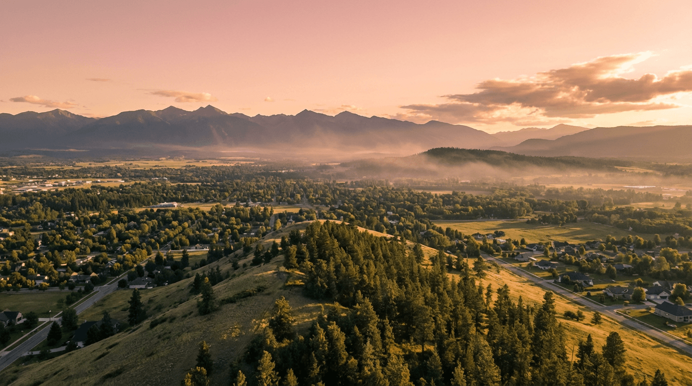 Person overlooking mountain landscape near Kalispell